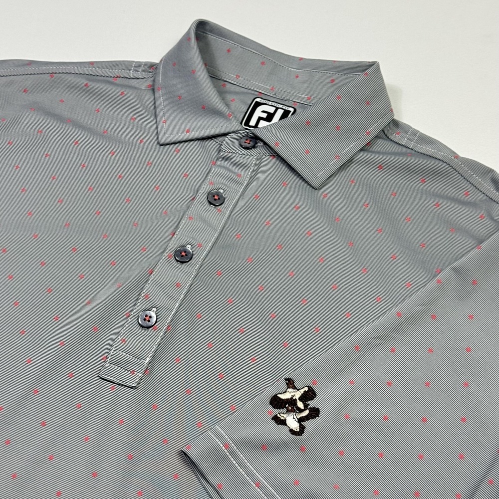 FootJoy Golf Polo Shirt Mens Large Gray Polka‎ Dot Athletic Fit Stretch